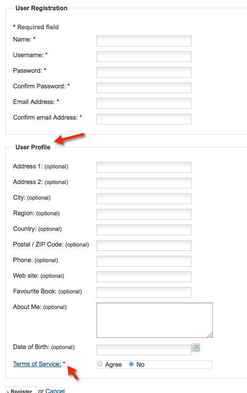 มาดูฟิลด์ ข้อมูลตอนสมัครสมาชิก joomla ที่หน้าเว็บ