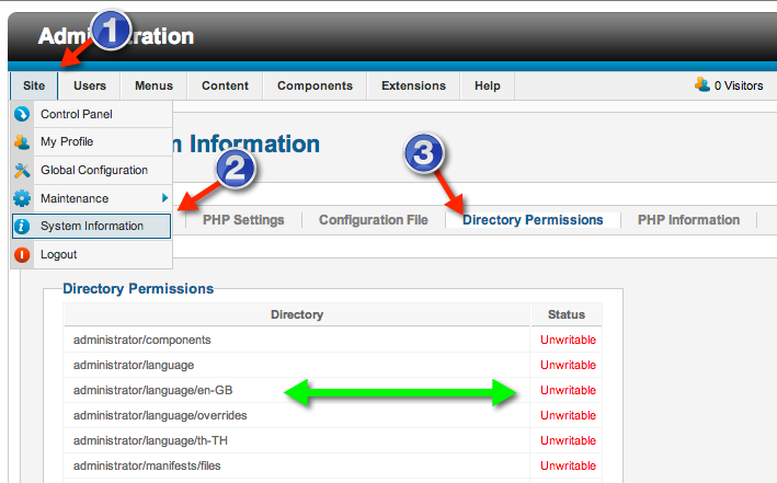 Joomla25 Directory Permissions