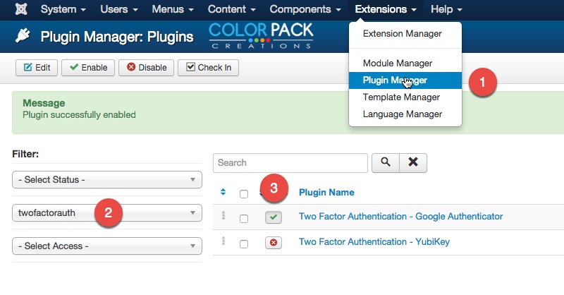 เปิดใช้งาน Plugin Two Factor Authentication ของ  Google Authentication