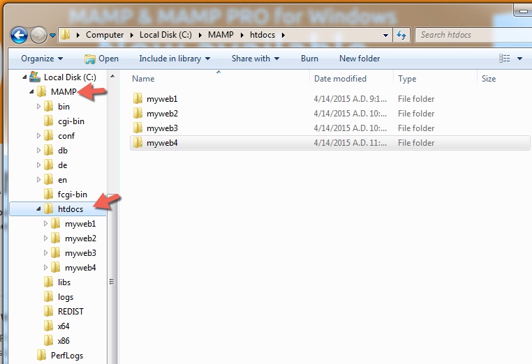 mamp server floder