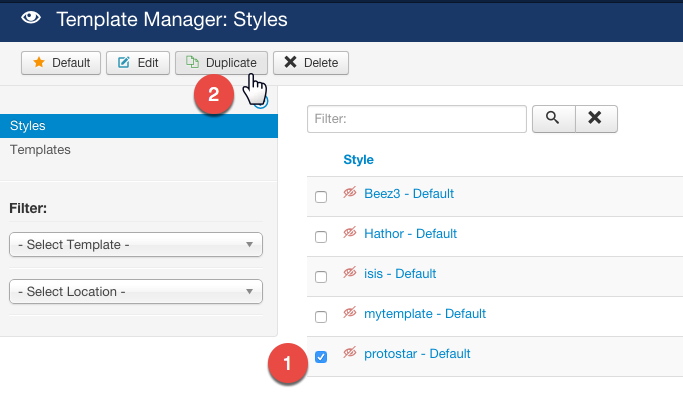 Duplicate Styles Joomla 1
